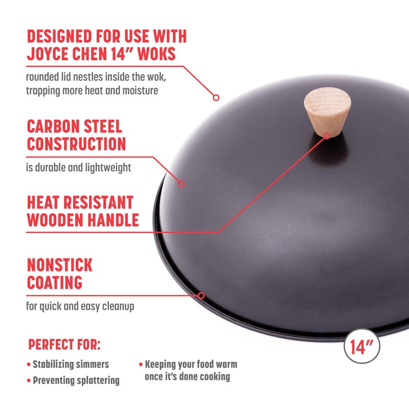 Joyce Chen 31-0066, 13.5-Inch Nonstick Steel Dome Lid for 14-Inch Wok Black - Image 3